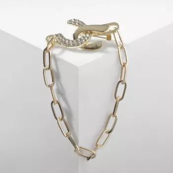 Брошь «Цепь» с крючками, цвет белый в золоте