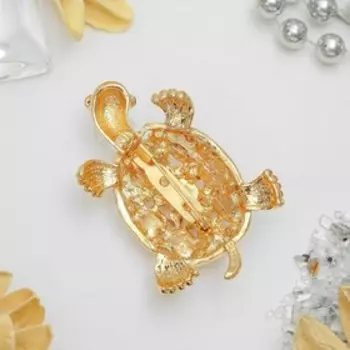Брошь «Черепаха» с жемчужным панцирем, цвет белый в золоте