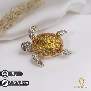 Брошь "Черепашка", цвет коричневый в золоте