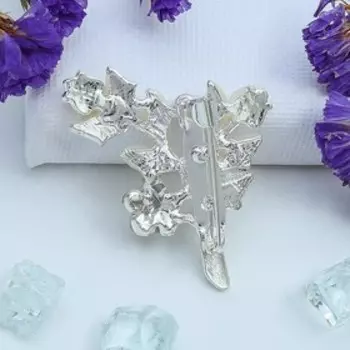 Брошь «Цветочная ветвь» дуэт, цвет радужный в серебре