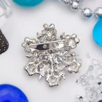 Брошь «Цветок» аралия, сине-зелёная в серебре