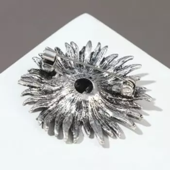 Брошь "Цветок" астра, цветная в чернёном серебре