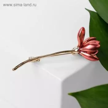 Брошь «Цветок», цвет матовый розовый в золоте