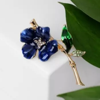 Брошь "Цветок", цвет сине-зелёный в золоте