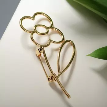 Брошь "Цветок" контур, цвет золото