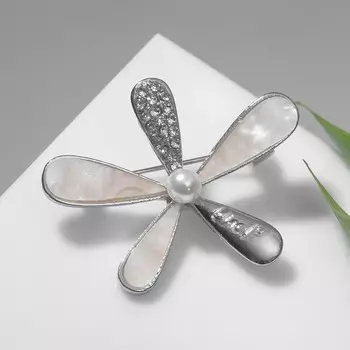 Брошь «Цветок» luck, цвет белый в серебре