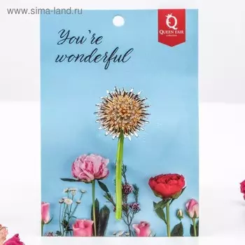 Брошь «Цветок» одуванчик, цветная в золоте