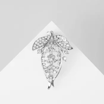 Брошь «Цветок» спатифиллум, цвет радужно-белый в серебре