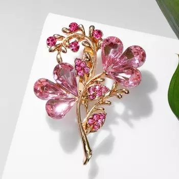 Брошь «Цветок» трилистник, розовая в золоте