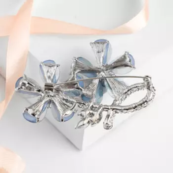 Брошь «Цветы» лютики, цвет голубой в серебре