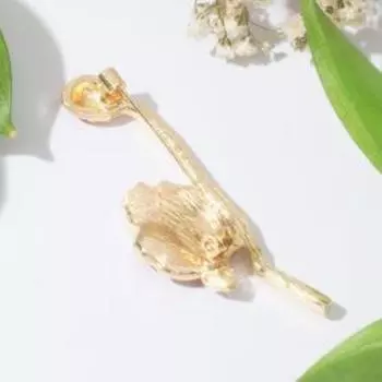 Брошь "Цветы" маки, цвет красный в золоте