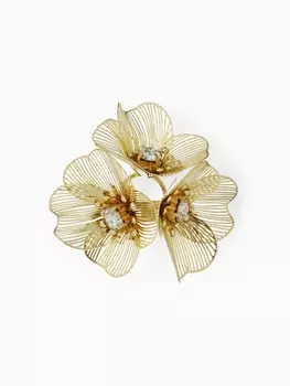 Брошь «Цветы» незабудки, цвет белый в золоте