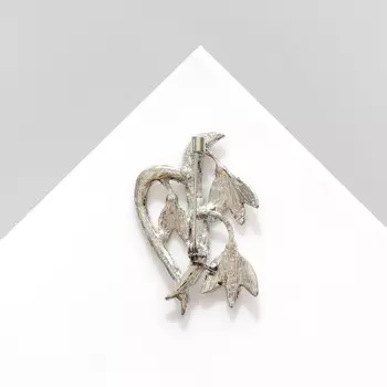 Брошь "Цветы" подснежники, цвет бело-зелёный в серебре