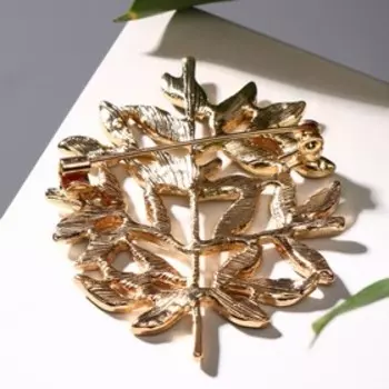 Брошь "Дерево" ива, цвет зелёный в золоте