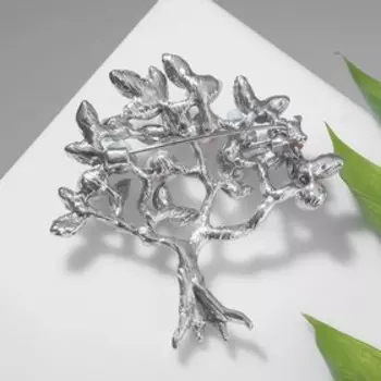 Брошь «Дерево» с плодами, цветная в чернёном серебре