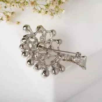 Брошь «Дерево заснеженное» с жемчугом, цвет белый в серебре