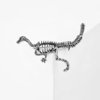 Брошь "Динозавр", цвет чернёного серебра