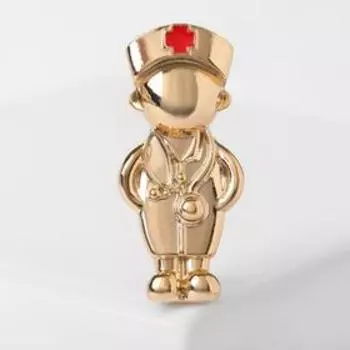 Брошь "Доктор", цветная в золоте