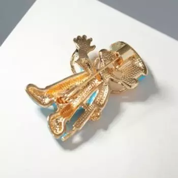 Брошь "Доктор" с фонендоскопом, цвет бело-голубой в золоте