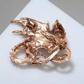 Брошь "Дракон" сказочный, цветная в меди