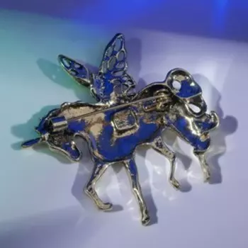 Брошь "Единорог" и фея, цвет чернёного кофейного золота