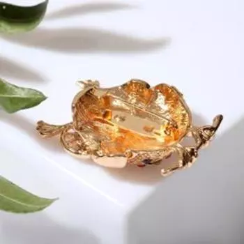 Брошь «Филин» круглый, цветная в золоте