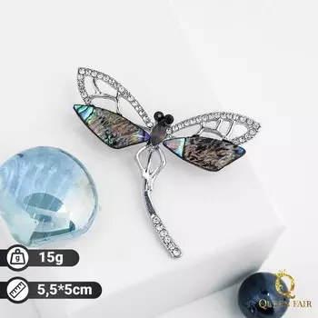 Брошь "Галиотис" стрекоза, в серебре