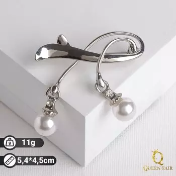 Брошь "Горошинки", цвет белый в серебре