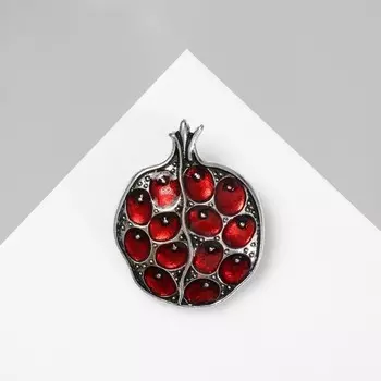 Брошь «Гранат» с косточками, красно-чёрная в чернёном серебре