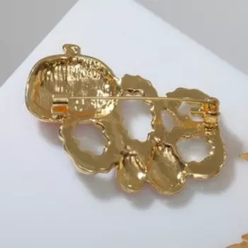 Брошь Boo, три тыквы, цвет чёрно-красный в золоте