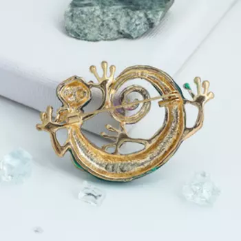 Брошь «Хамелеон», цветная в золоте