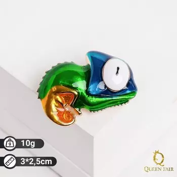 Брошь «Хамелеончик», цвет сине-зелёный с золотым в золоте