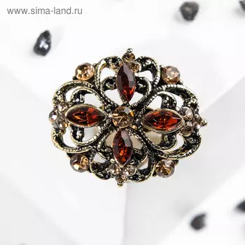 Брошь «Императрица», коричневая в чернёном золоте