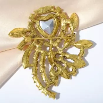 Брошь "Императрица" сердце, цвет золотой в чернёном золоте