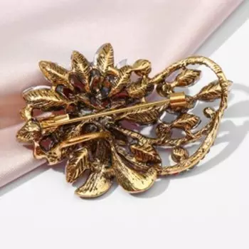 Брошь "Императрица" цветок с витками, цветная в чернёном золоте