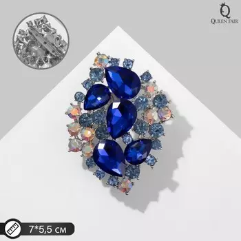 Брошь «Императрица» капли, цветная в серебре