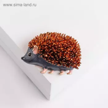 Брошь "Ёжик" лесной, цвет серый в золоте