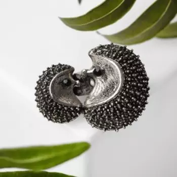 Брошь «Ёжики» мини, чернёная, серебра