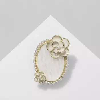 Брошь «Камея» рамка, цвет белый в золоте