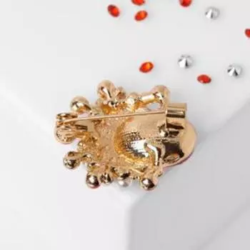 Брошь "Кокошник" царевна, цветная в золоте