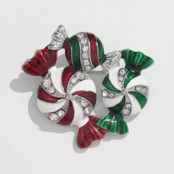 Брошь "Конфетки" праздничные, цветная в серебре