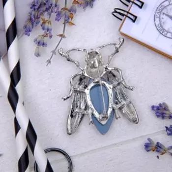 Брошь "Насекомое" коридалид", цвет серый в серебре