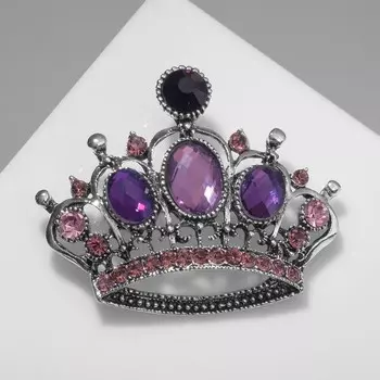 Брошь «Корона» готическая, цвет фиолетовый в чернёном серебре
