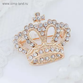 Брошь «Корона императорская», цвет белый в золоте