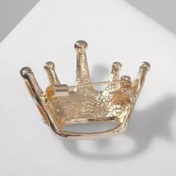 Брошь "Корона" мини, цвет белый в золоте