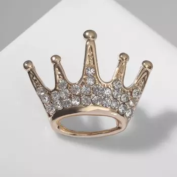 Брошь "Корона" мини, цвет белый в золоте