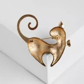 Брошь "Кошечка" ласковая, цвет чёрный в золоте