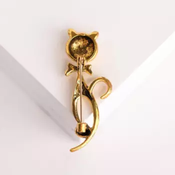 Брошь "Кошка", цвет чернёное золото