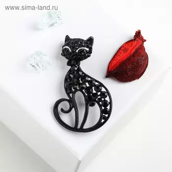 Брошь «Кошка» грациозная, цвет чёрный