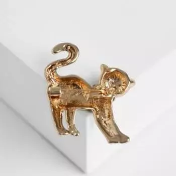 Брошь "Кошка пятнистая", цвет зелёный в кофейном золоте